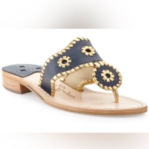 Jack Rogers navy gold flat sandals size 5